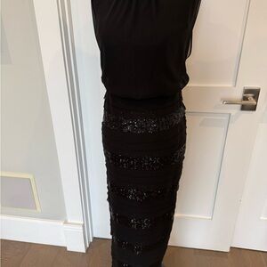 Aidan by Aidan Mattox Black Sequin Pencil Skirt